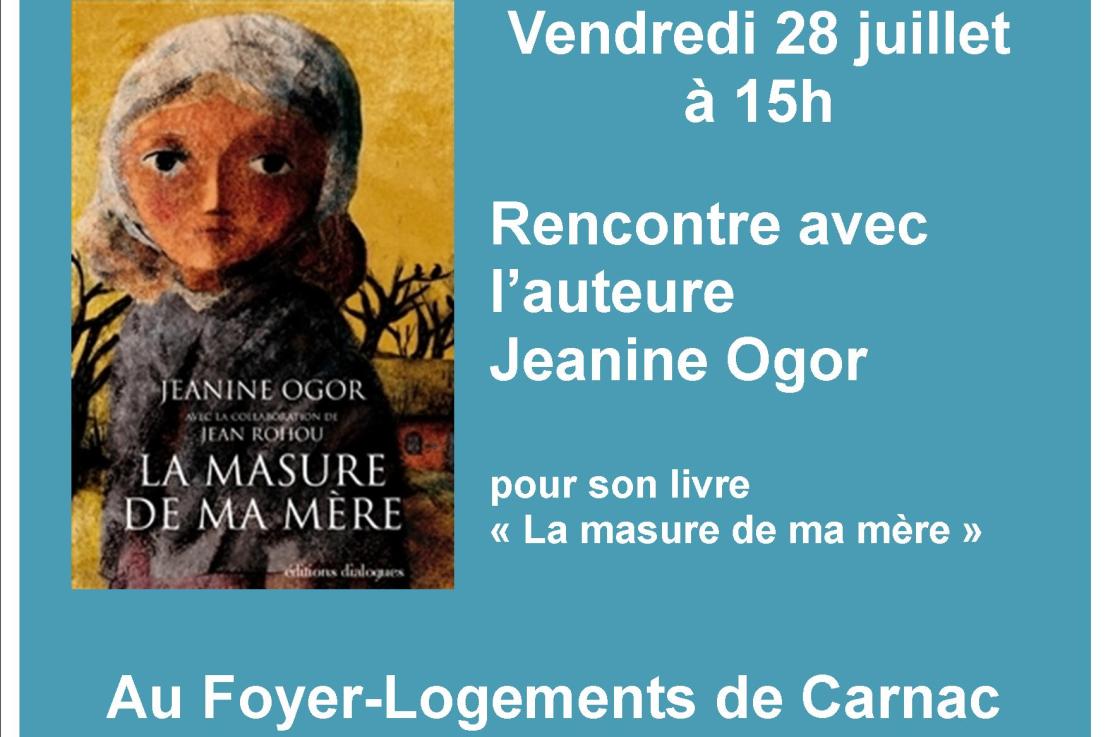 L’auteure Jeanine Ogor à Carnac vendredi !